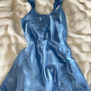 blue slip dress